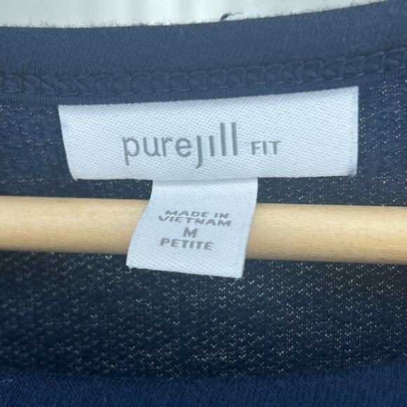 J. Jill Pure Jill Navy Blue Long Sleeve Tunic Top Size M Blouse Tee Stretch - Picture 5 of 8